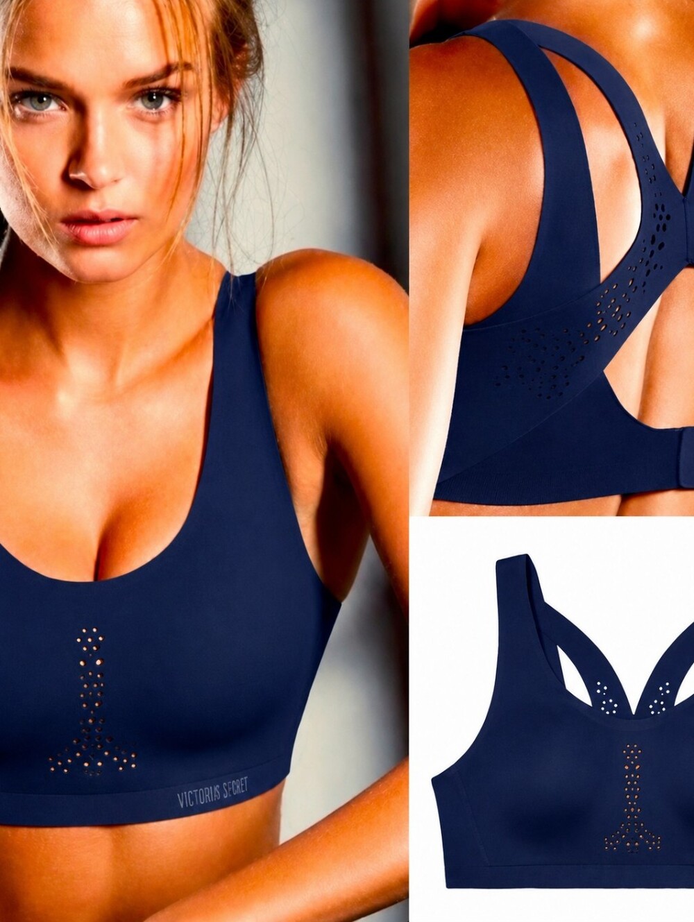 VSX Victoria Sport Angel Max Sports Bra Sz 32B Navy Workout Gym Activewear